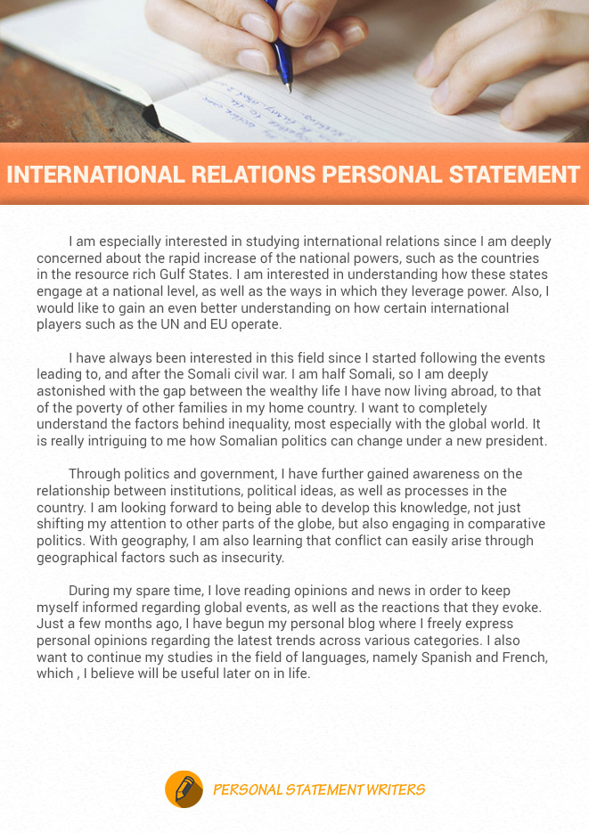 personal statement for history and international relations