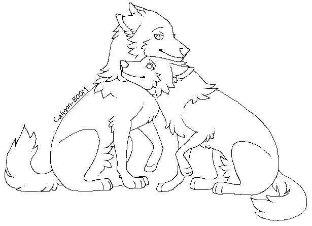 Wolf Couple Lineart by MS-Paint-Friendly on DeviantArt