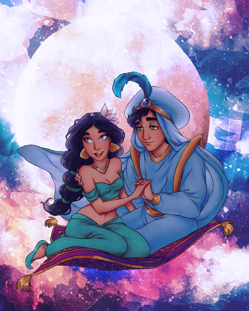 Painting of Jasmine and Aladdin in Whole New World by dwightyoakamfan ...