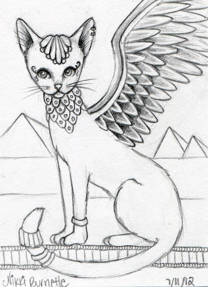 Egyptian Cat ACEO Sketch by Aurella on DeviantArt