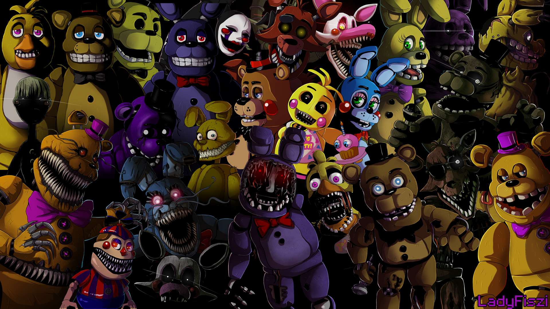 Most of the Five Nights at Freddy's Animatronics