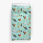 Cute Seamless Roosters Pattern Cartoon Duvet Cover