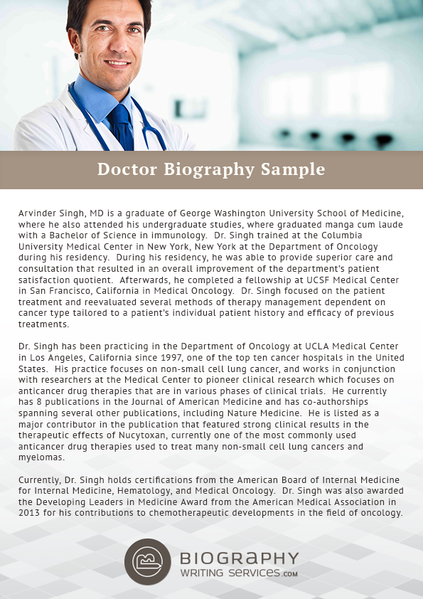 biography examples for doctors
