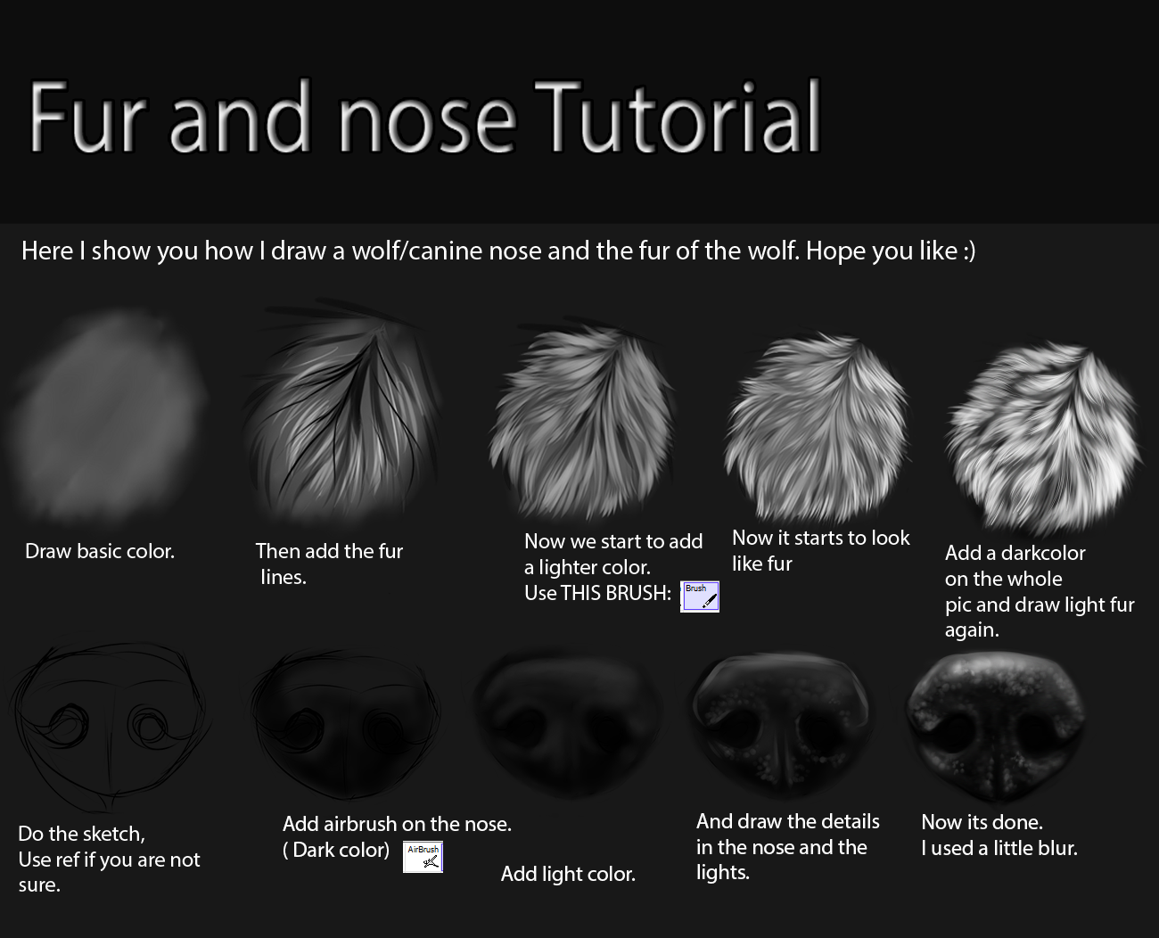 Nose and fur Tutorial by TheMysticWolf on DeviantArt