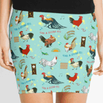 Cute Seamless Roosters Pattern Cartoon Mini Skirt