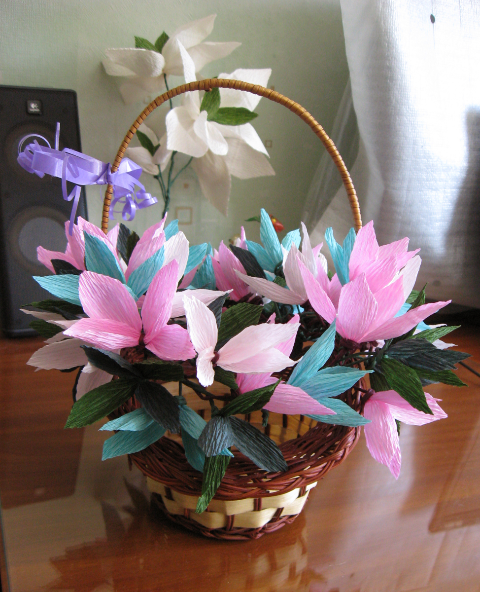Crepe Paper Flowers Gift Basket by WindySunset on DeviantArt