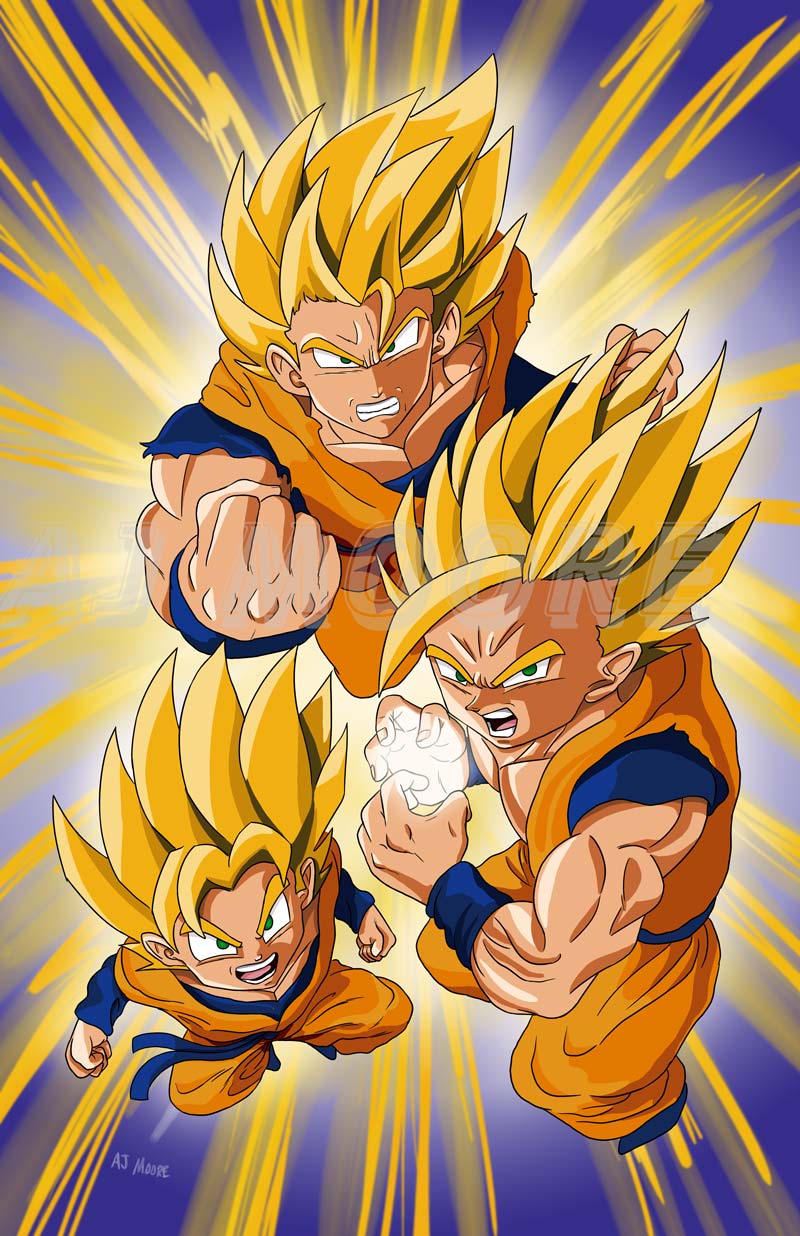 Goku, Gohan, Goten, Super Saiyan Dragonball Z by GudFit on